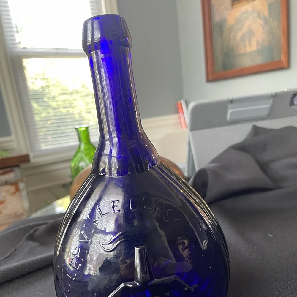 Jenny Lind Cobalt Blue Hand Blown Flask - Picture 2 of 5